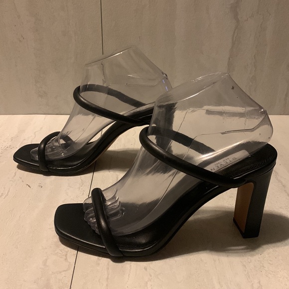Steven Women's Black Leather Open Toe Cut Out Ankle Strap Heeled Sandals Size 8 - Picture 2 of 12